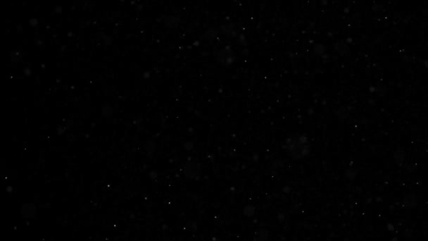 金の動きの背景。黒の背景に星と宇宙の金の塵。粒子の運動抽象. — ストック動画