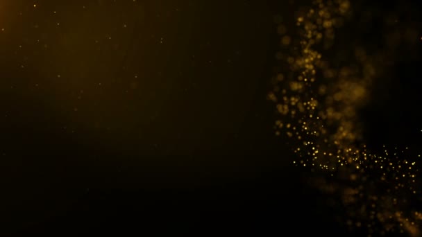 Movimiento de oro de fondo. Universo polvo de oro con estrellas sobre fondo negro. Movimiento abstracto de partículas. — Vídeo de stock