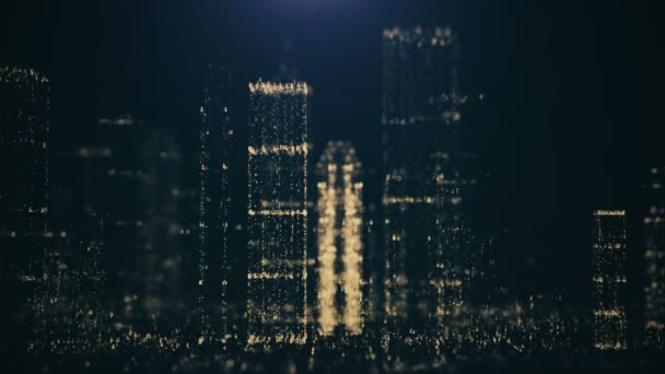 Abstract background of the big city of glittering particles. — Stock Video
