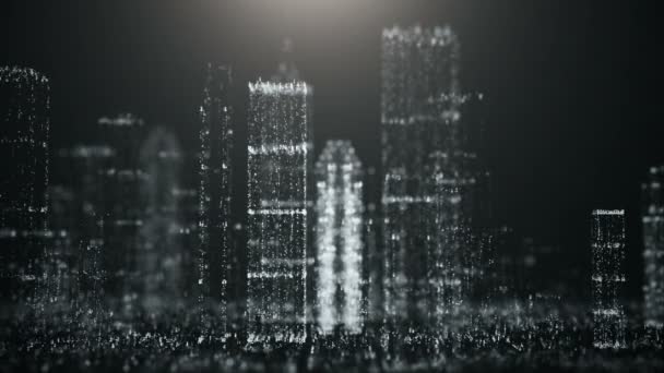 Contexte abstrait de la grande ville de particules scintillantes . — Video