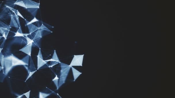 Abstraktní krásné geometrické pozadí s pohyblivými čarami, tečkami a trojúhelníky. Abstraktní technologie v plexusu. — Stock video