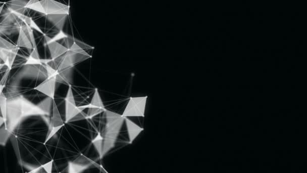 Abstrakte schöne geometrische Hintergrund mit beweglichen Linien, Punkten und Dreiecken. Plexus Fantasie abstrakte Technologie. — Stockvideo