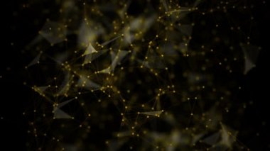 Hareketli çizgiler, noktalar ve üçgenler ile soyut güzel geometrik arka plan. Plexus Fantasy soyut teknoloji.