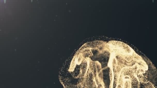 Fond abstrait de particules fluides. Sur fond de détente béatifique. Particules scintillantes avec Bokeh. Mouvement lent 