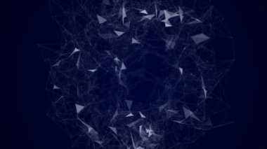 Hareketli çizgiler, noktalar ve üçgenler ile soyut güzel geometrik arka plan. Plexus Fantasy soyut teknoloji.