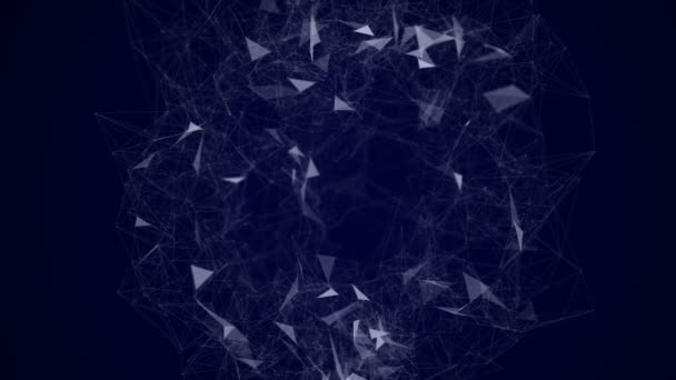 Fondo geométrico hermoso abstracto con líneas móviles, puntos y triángulos. Plexo fantasía tecnología abstracta . — Vídeo de stock
