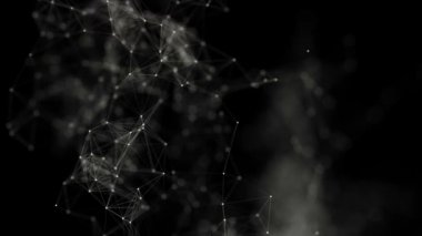 Hareketli çizgiler, noktalar ve üçgenler ile soyut güzel geometrik arka plan. Plexus Fantasy soyut teknoloji.