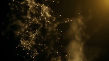 Hareketli çizgiler, noktalar ve üçgenler ile soyut güzel geometrik arka plan. Plexus Fantasy soyut teknoloji.