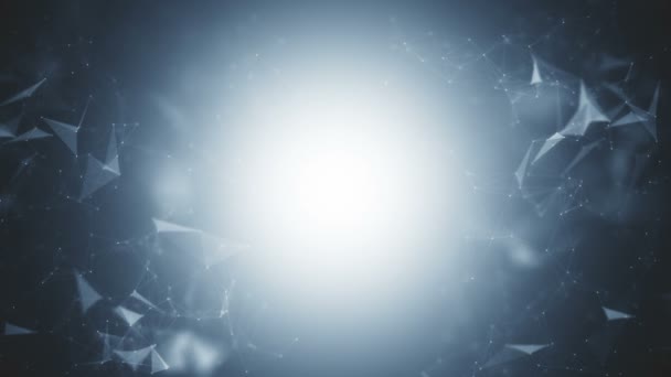 Espace futuriste abstrait, polygonal avec un fond sombre avec des points de connexion, des lignes et des triangles. Le concept de science, d'entreprise, d'espace .