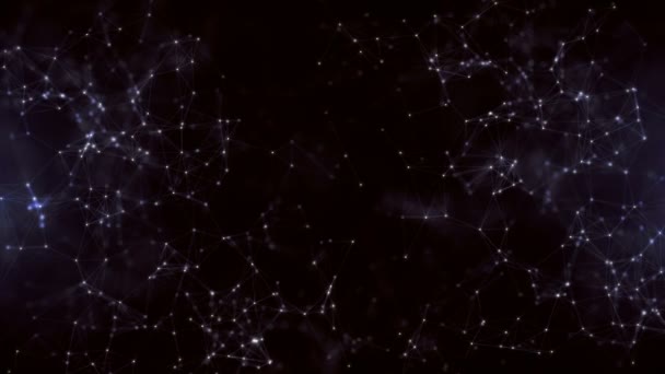 Abstrakter futuristischer, polygonaler Raum mit dunklem Hintergrund mit Verbindungspunkten, Linien und Dreiecken. der Begriff Wissenschaft, Wirtschaft, Weltraum. — Stockvideo