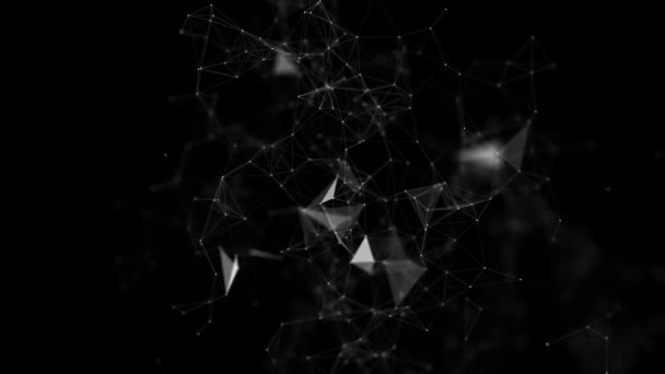 Espacio abstracto futurista y poligonal con un fondo oscuro con puntos de conexión, líneas y triángulos. El concepto de ciencia, negocio, espacio . — Vídeos de Stock