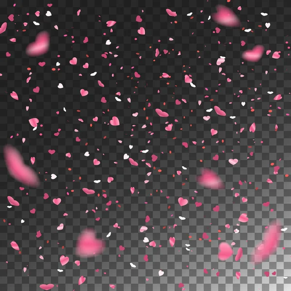 在透明的背景下 种群向量显示了分散焦点的粉红圆饼 Eps 情人节设计元素 假日背景 — 图库矢量图片