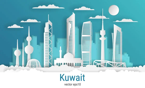 쿠웨이트의 스타일 일러스트 경관에 건물들도 설계를 쿠웨이트 — 스톡 벡터