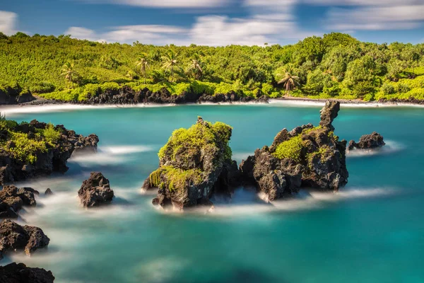 Praia Areia Preta Parque Estadual Waianapanapa Maui Havaí — Fotografia de Stock