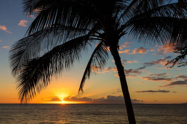 Пляжу Чарлі Янг Kihei Гавайському Острові Maui Sunset — стокове фото