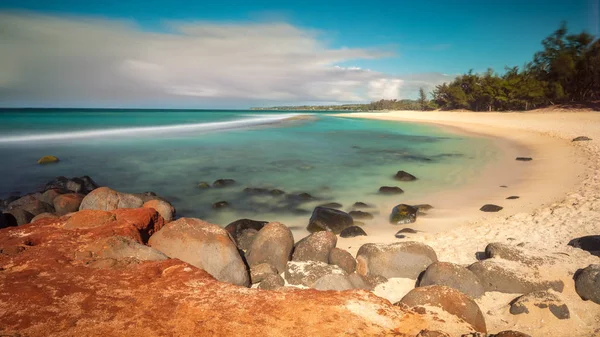 Exposição Longa Praia Bebê Costa Norte Maui Havaí — Fotografia de Stock