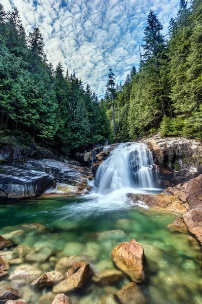 Some Cool Clouds Lower Falls Golden Ears Provincial Park British — Stock Photo, Image