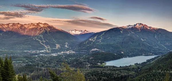 Whistler Pôr Sol Blackcomb Panorama — Fotografia de Stock