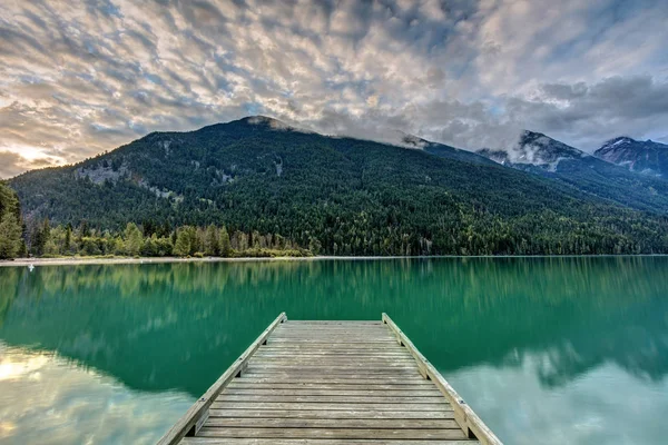 Sunrise viewed from the dock at Birkenhead Lake Provincial Park, BC, Canada
