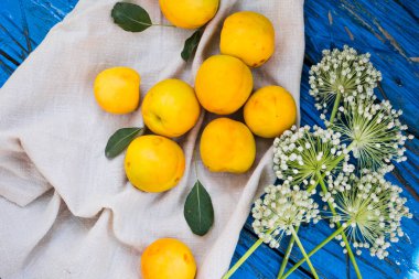 Olgun şeftaliler, yakından. 