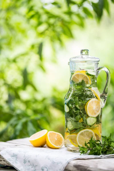 Färsk Citrussaft Med Mynta Burk — Stockfoto