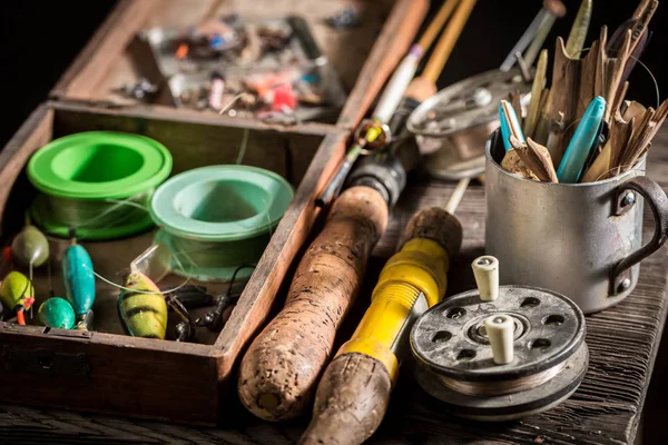 Closeup Uitrusting Voor Visserij Met Drijvers Haken — Stockfoto