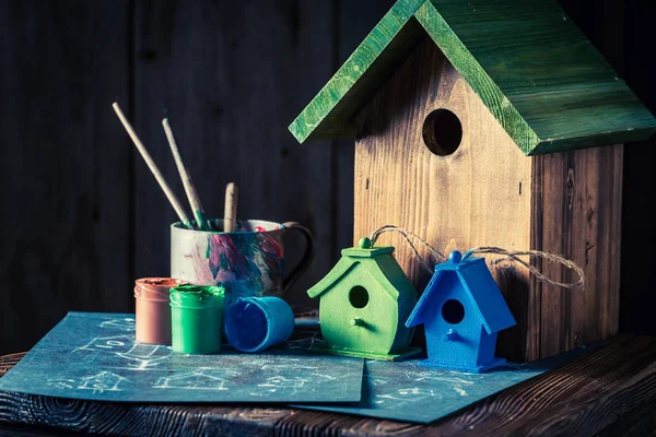 Hogar Para Pájaros Plan Azul Para Construirlo — Foto de Stock