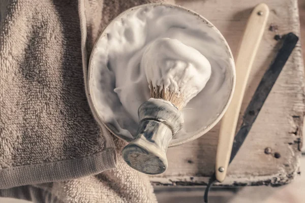 Unique Shaving Set Foam Razor Brush — Stock Photo, Image