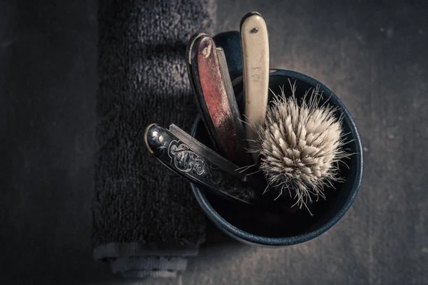 Classic Barber Equipment Brush Razor Soap — Stock Photo, Image