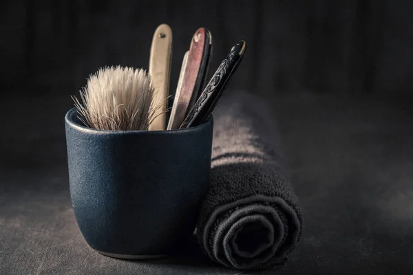 Unique Tools Shave Grey Soap Razor Brush — Stock Photo, Image