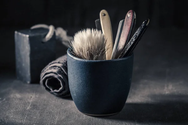 Classic Tools Shave Grey Soap Razor Brush — Stock Photo, Image