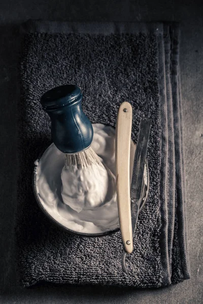 Antikes Rasierset Mit Pinsel Rasiermesser Seife — Stockfoto