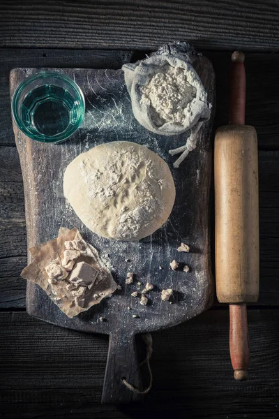 Top View Fresh Ingredients Homemade Dough — Stock Photo, Image