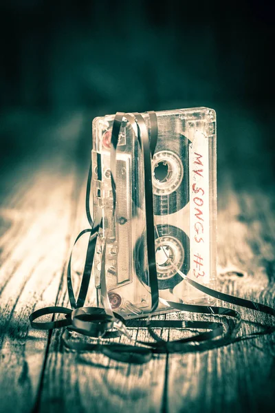 Old One Audio Cassette Extracted Tape — Stock Photo, Image