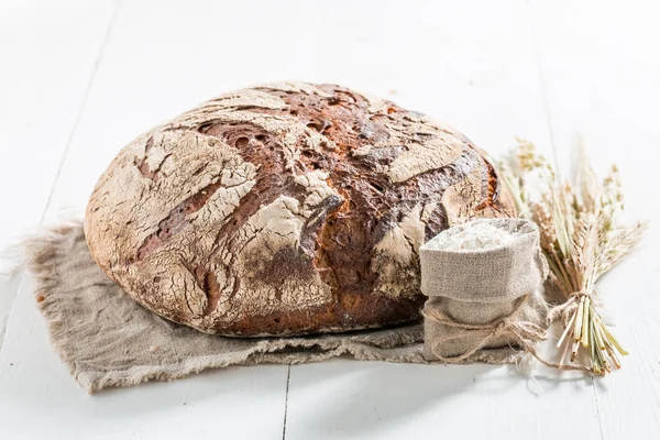 Loaf Bread Several Grains Linen Cloth — Stock Photo, Image