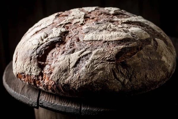Closeup Healthy Bread Whole Grains Dark Table — Stock Photo, Image