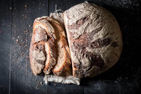 Sliced Loaf Bread Breakfast Linen Cloth — Stock Photo, Image