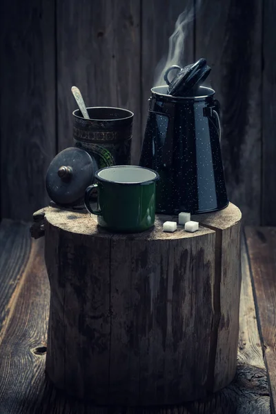 Hideg Tél Stump Aromás Fekete Kávé — Stock Fotó