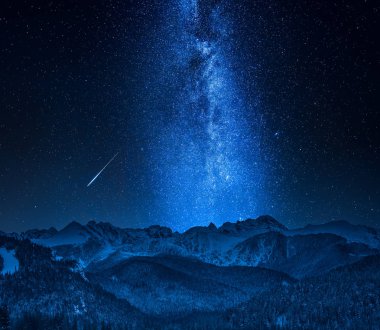Falling stars and Tatra Mountains in Poland clipart