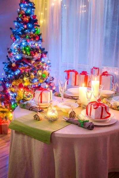 Ajuste Mesa Navidad Blanco Para Nochebuena —  Fotos de Stock