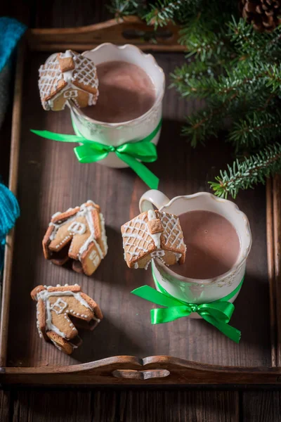 Peperkoek Met Zoete Drinken Voor Kerstmis — Stockfoto