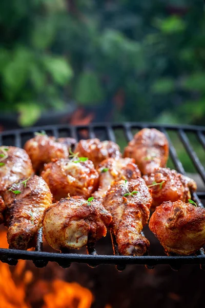 Gamba Pollo Piccante Alla Griglia Con Erbe Spezie — Foto Stock