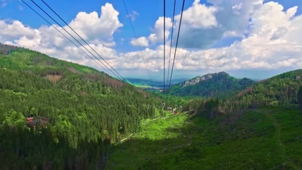Teleferik Ile Yaz Aylarında Tatras Kasprowy Wierch Seyahat — Stok video