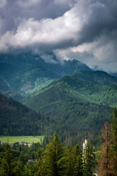 Montagne Nuageuse Giewont Vue Zakopane Été — Photo
