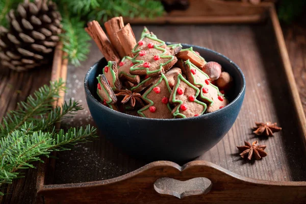 Biscoitos Caseiros Gengibre Para Natal Com Pinecone — Fotografia de Stock