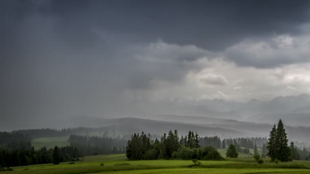 Burza Deszczem Nad Tatrami Lato Polska Timelapse — Wideo stockowe