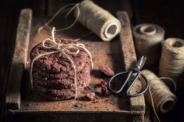 Deliciosos Biscoitos Chocolate Como Pequeno Lanche Natal — Fotografia de Stock