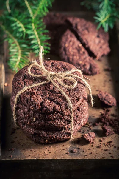 Traditionell Schokoladenkekse Aus Nüssen Und Hafer — Stockfoto