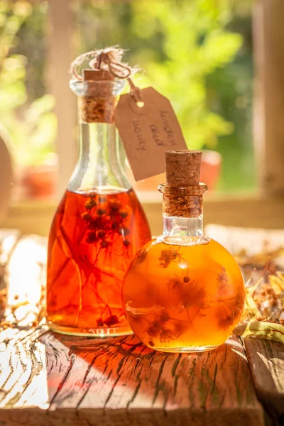 Strong Quince Tincture Made Honey Linden — Stock Photo, Image