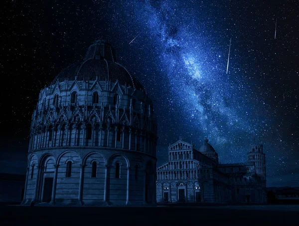 Lattea Monumenti Pisa Notte Italia — Foto Stock